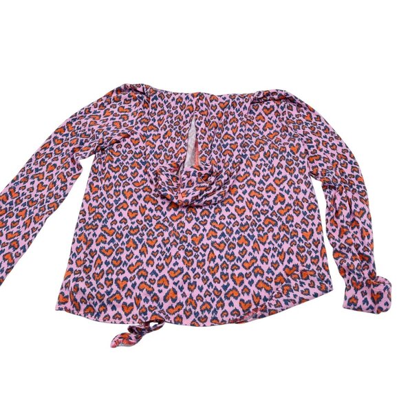 Lands End XL Womens Cowl Neck Leopard Print Top Pink/Orange - Picture 5 of 5